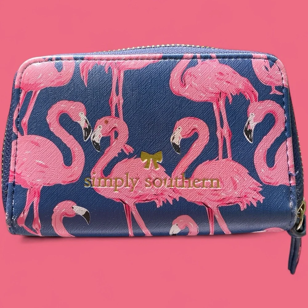 Simply Southern Pink Flamingo Zip Around Wallet
